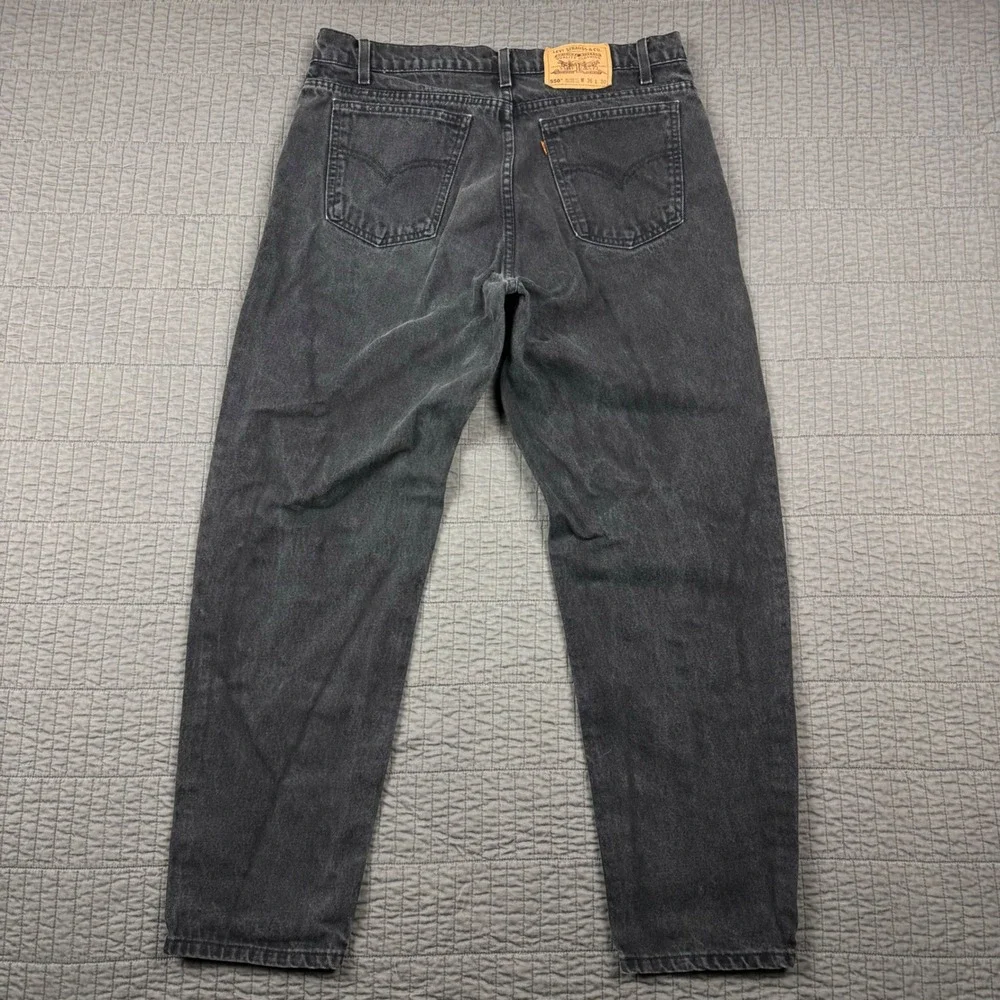 Vtg 90s Levis 550 Orange Tab Jeans Men 36x30 (34x30) Black Relaxed Tapered Denim